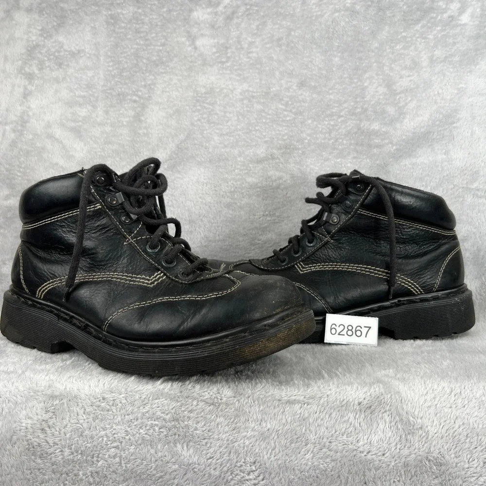 Vintage Dr Martens AW004 Boots 12 Black Leather Made In England Work Lug